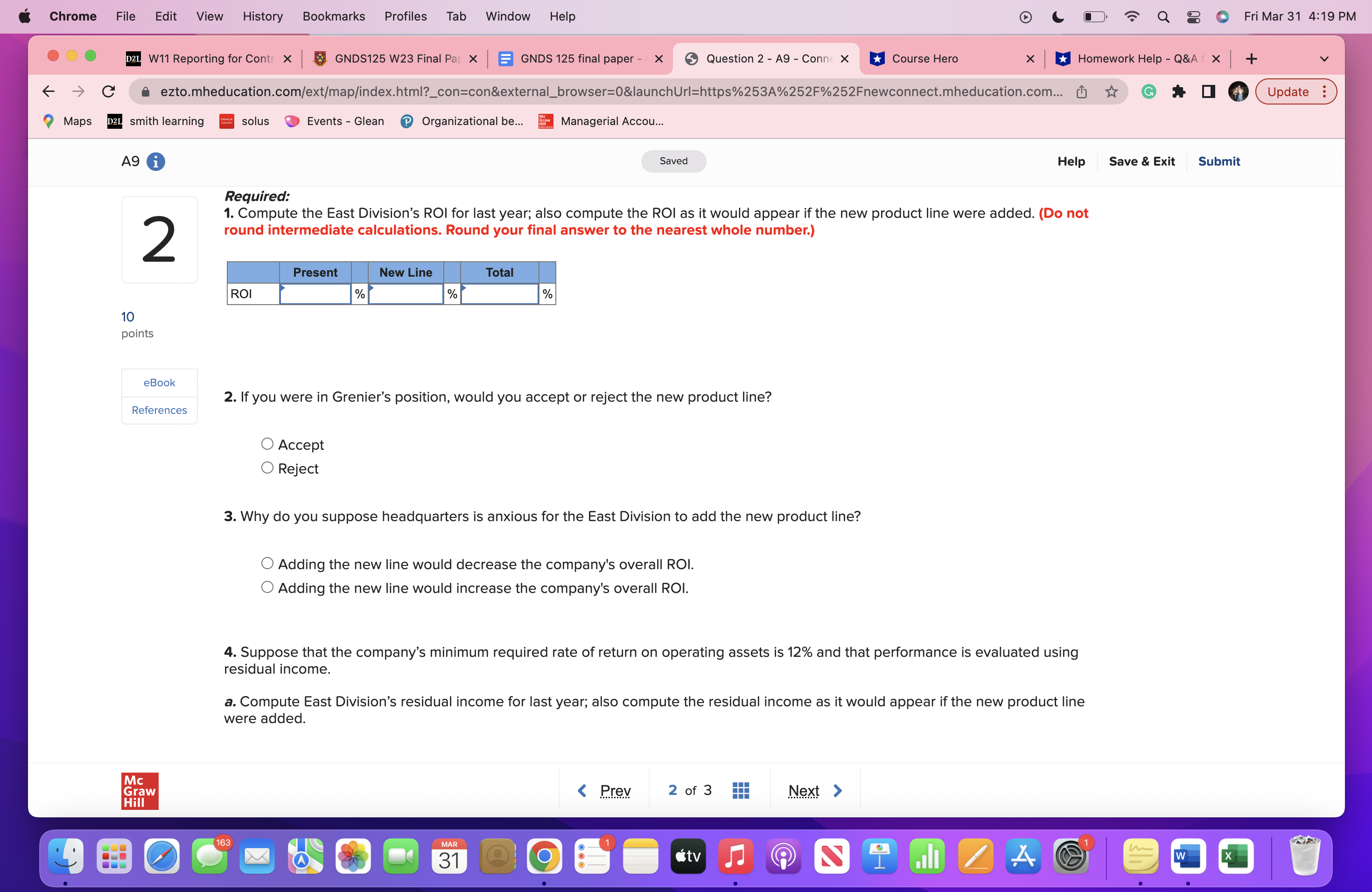 L o Q g @ Fri Mar 31 4:19 PM D2L W11