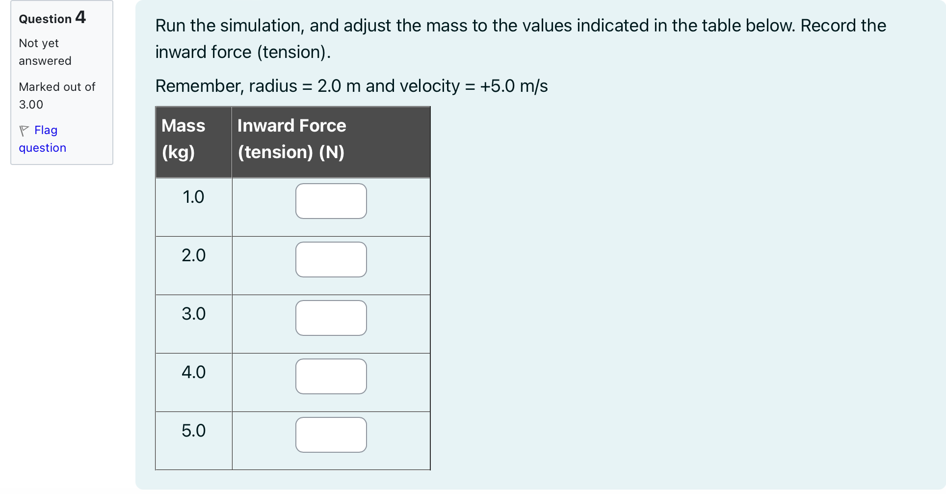 is attached to a string. The ball is moved in a large