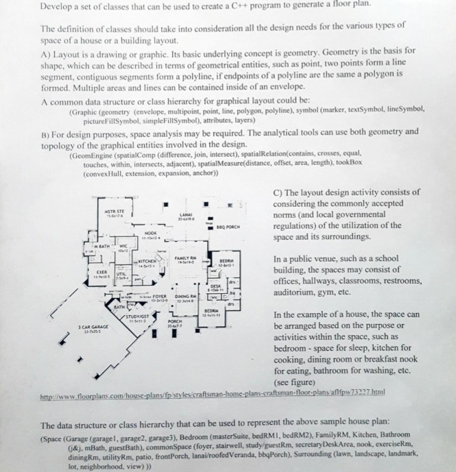to create a C++ program to generate a floor plan. The definition