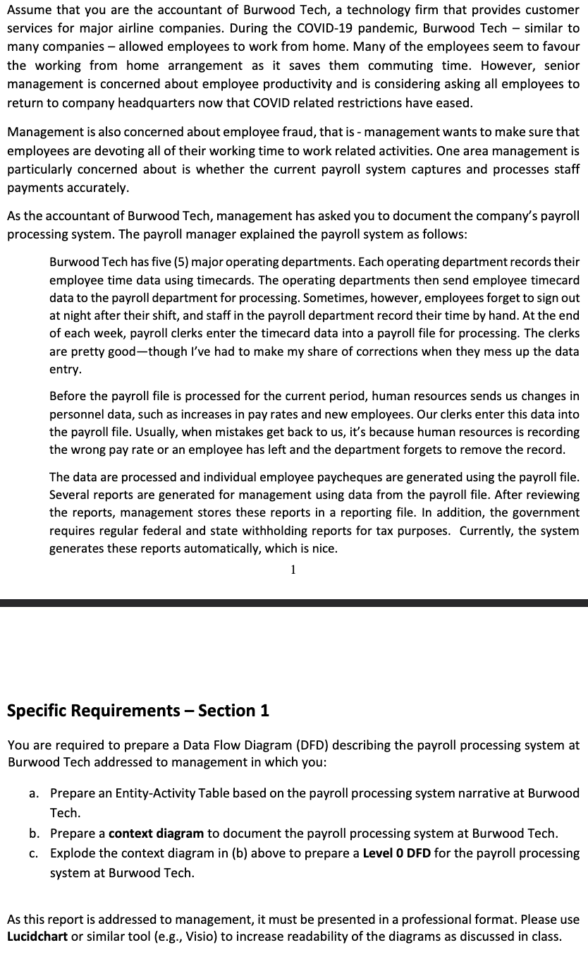 focuses on systems documentation techniques and requires you to document a business