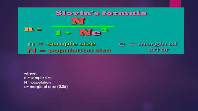 a population because of money or time. Furthermore, this formula can be