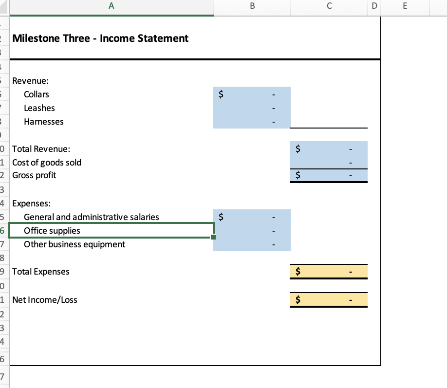 After some research and planning, you have estimates for the various operating