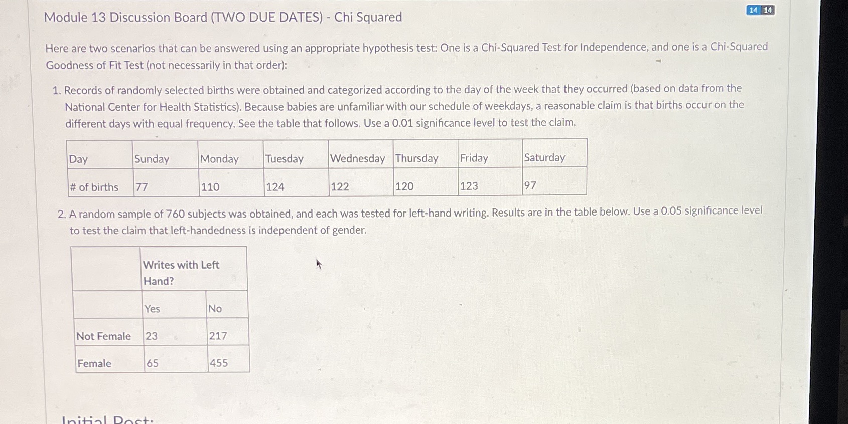 Complete BOTH problems, ensuring to follow all 5-steps outlined in the readings.