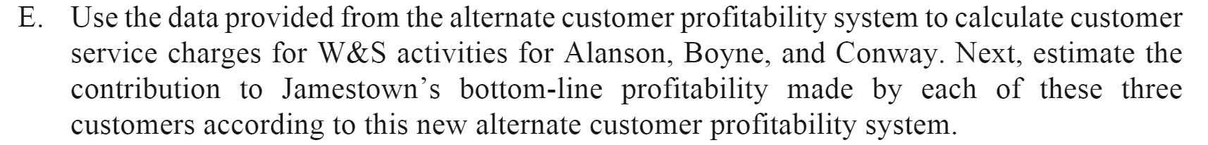  E. Use the data provided from the alternate customer profitability system