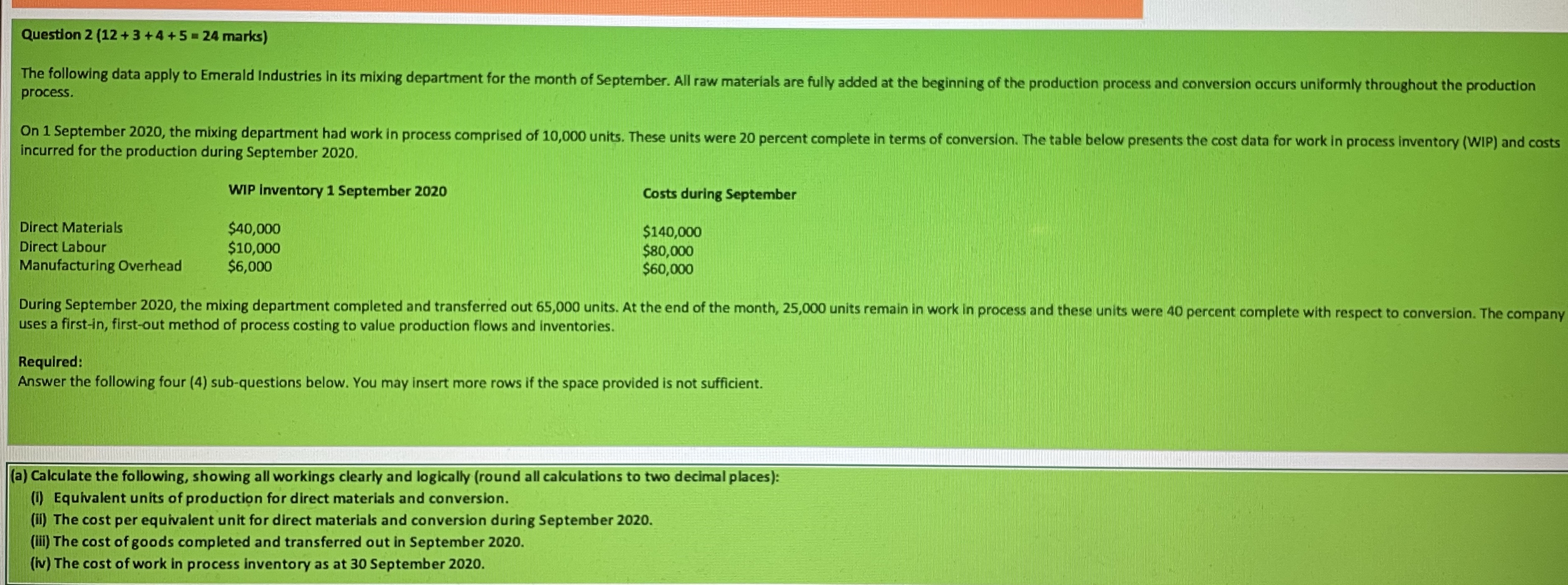  Question 2 (12 + 3 + 4 + 5 = 24