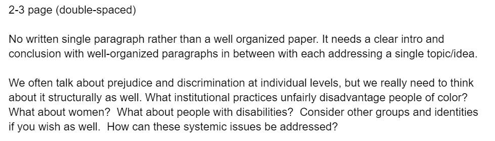 please help me 2-3 page (double-spaced) No written single paragraph rather than