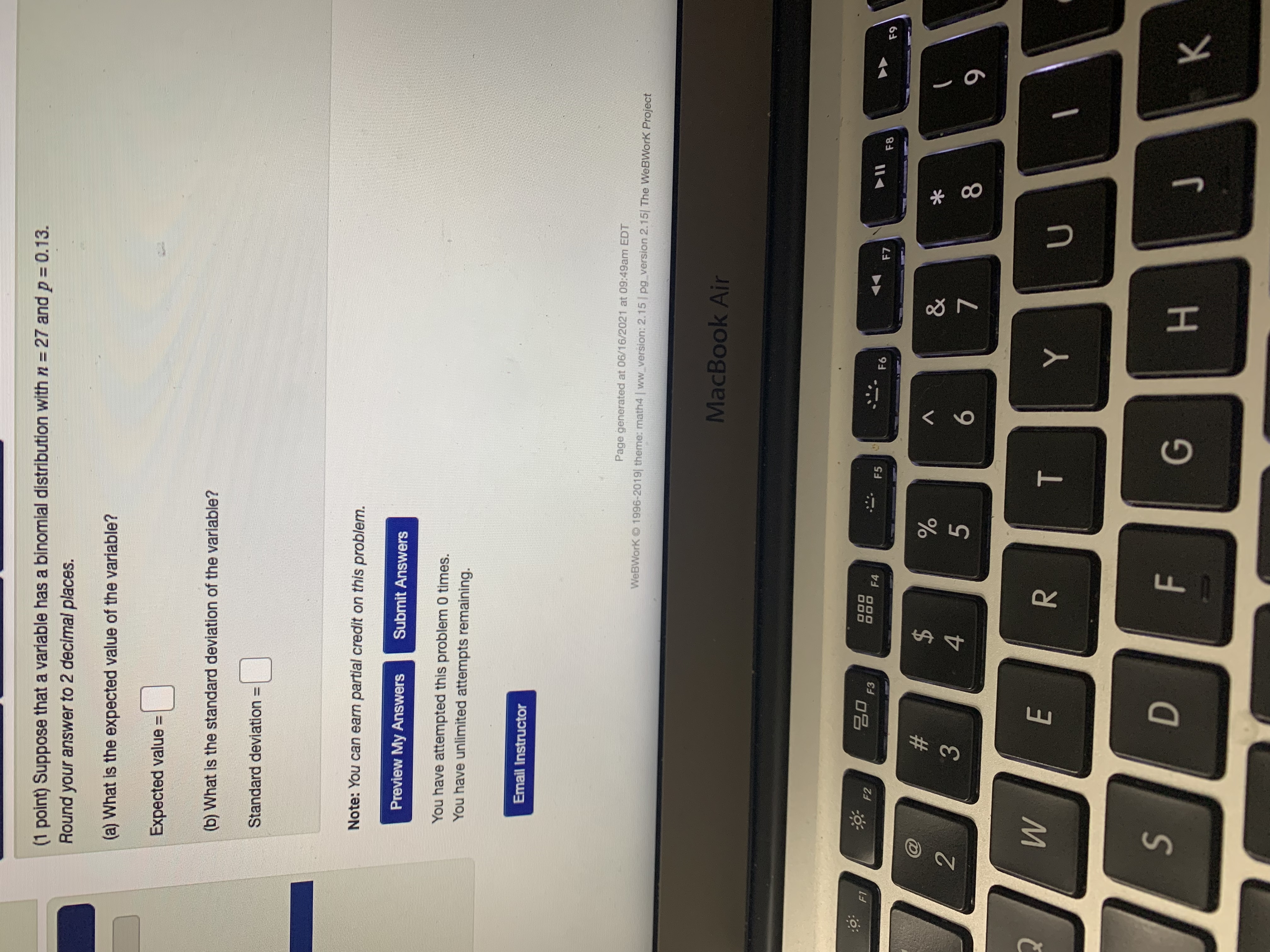decimal places. (a) What is the expected value of the variable? Expected