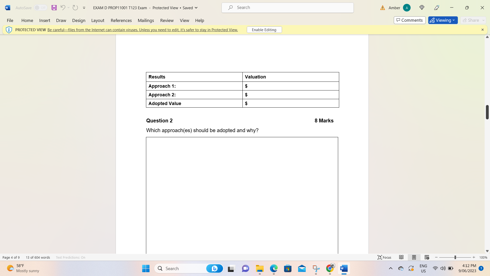 assistant has located three comparable units and has assembled the following data: