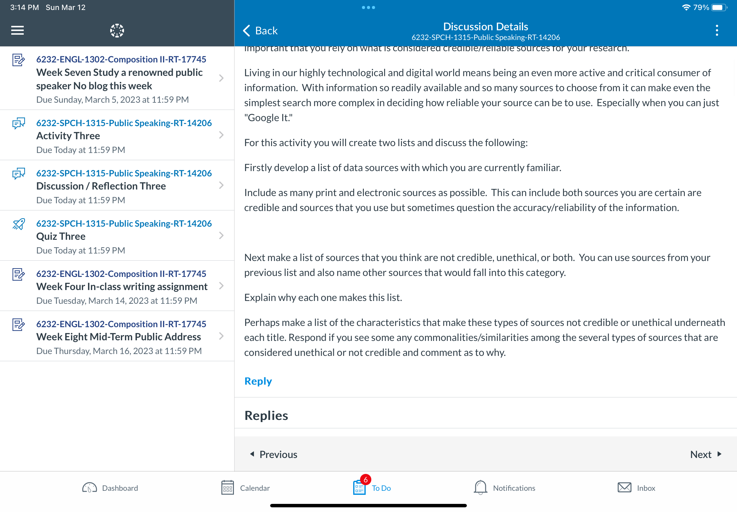  3:14 PM Sun Mar 12 $9 6232 -ENGL-1302-Composition Il-RT-17745 Week Seven