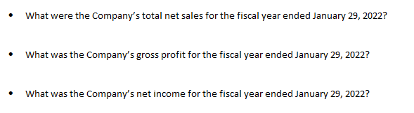  \fJanuary 29. {in millions. except per shaie data]: 2022 Net sales