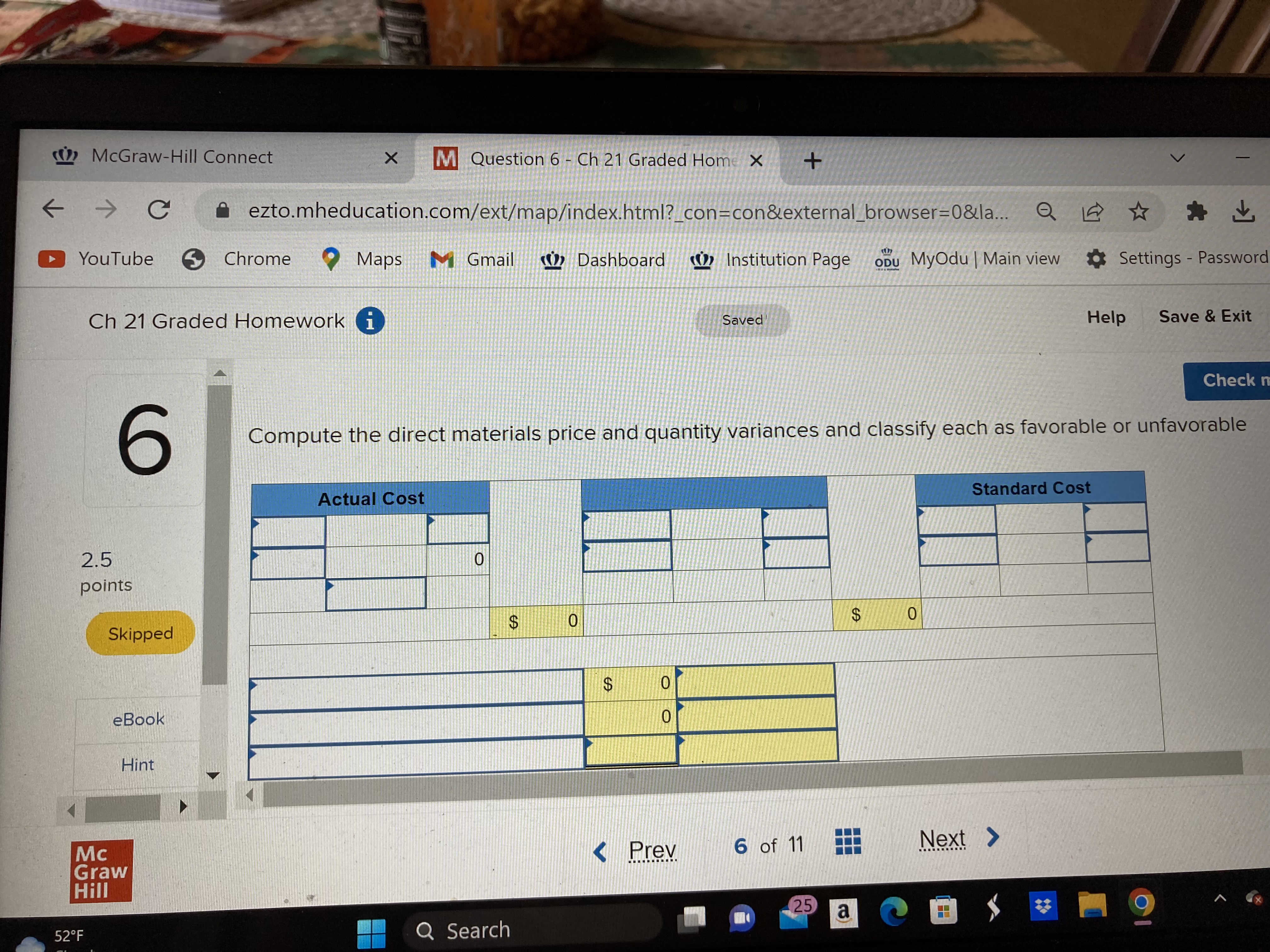 (2 McGraw-Hill Connect X M Question 6 - Ch 21 Graded
