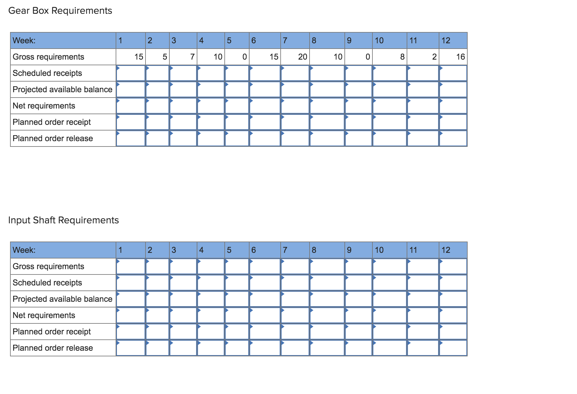 This schedule indicates the number of units of the Model 1000 engine