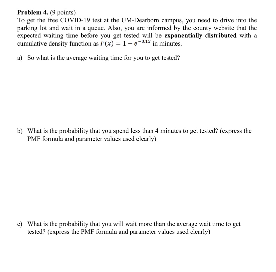 please refer to attachment Problem 4. (9 points) To get the free