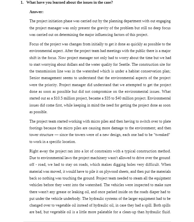 Answer: The project initiation phase was carried out by the planning department