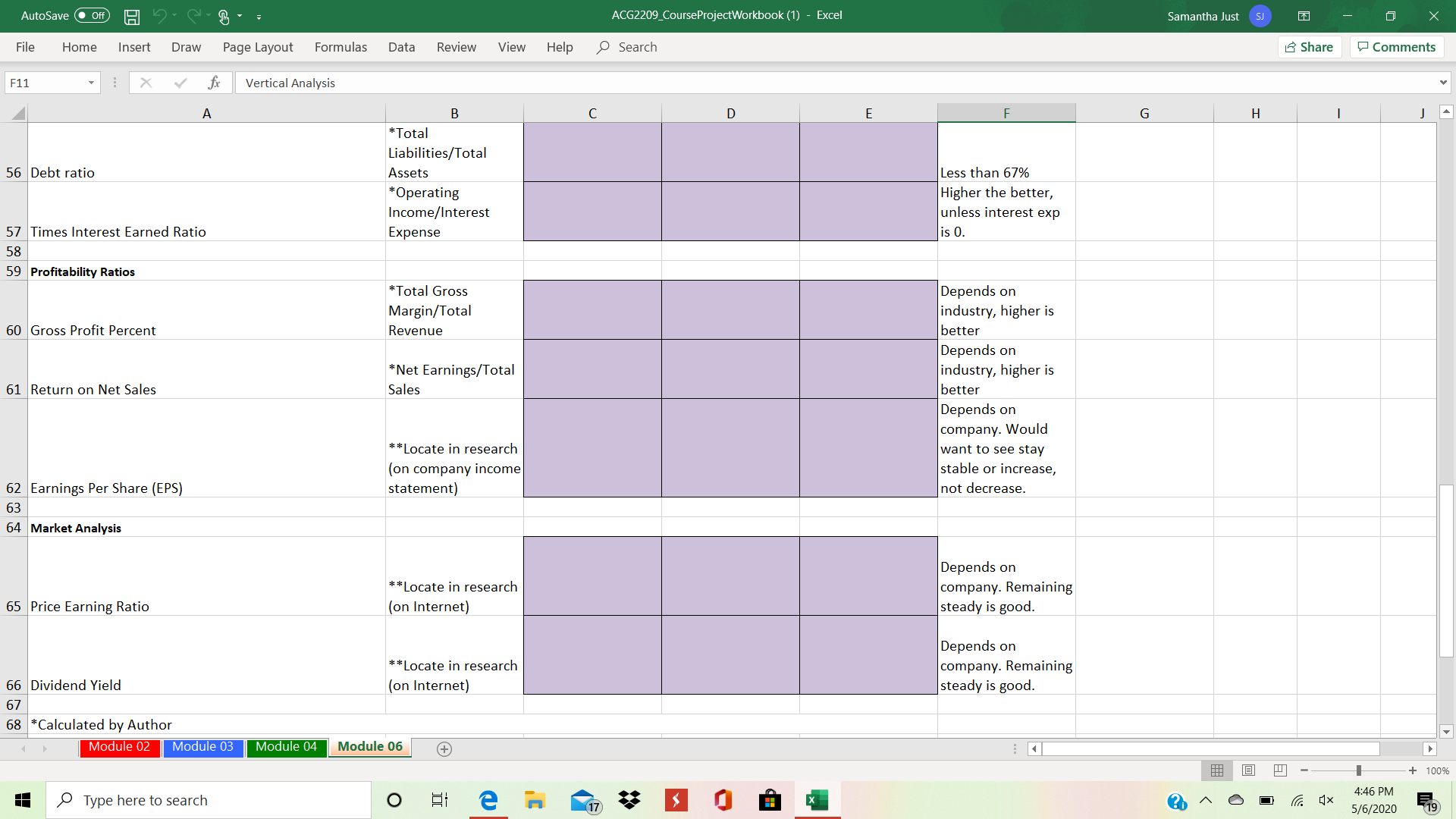 this teacher she doesn't explain sshit to me AutoSave . Off) ACG2209_CourseProjectWorkbook