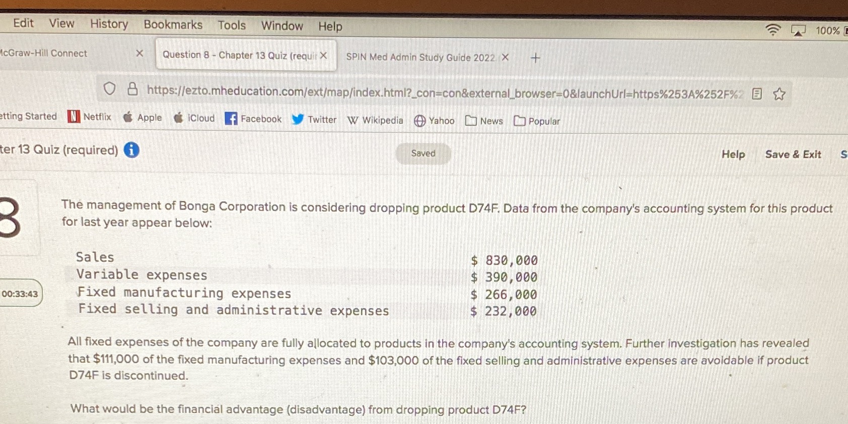  Edit View History Bookmarks Tools Window Help 100% cGraw-Hill Connect X