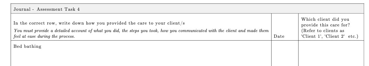 Journal - Assessment Task 4 Which client did you In the