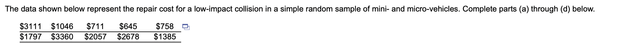 (a) through (d) below. $3111 $1046 $711 $645 $758 % $1797 $3360