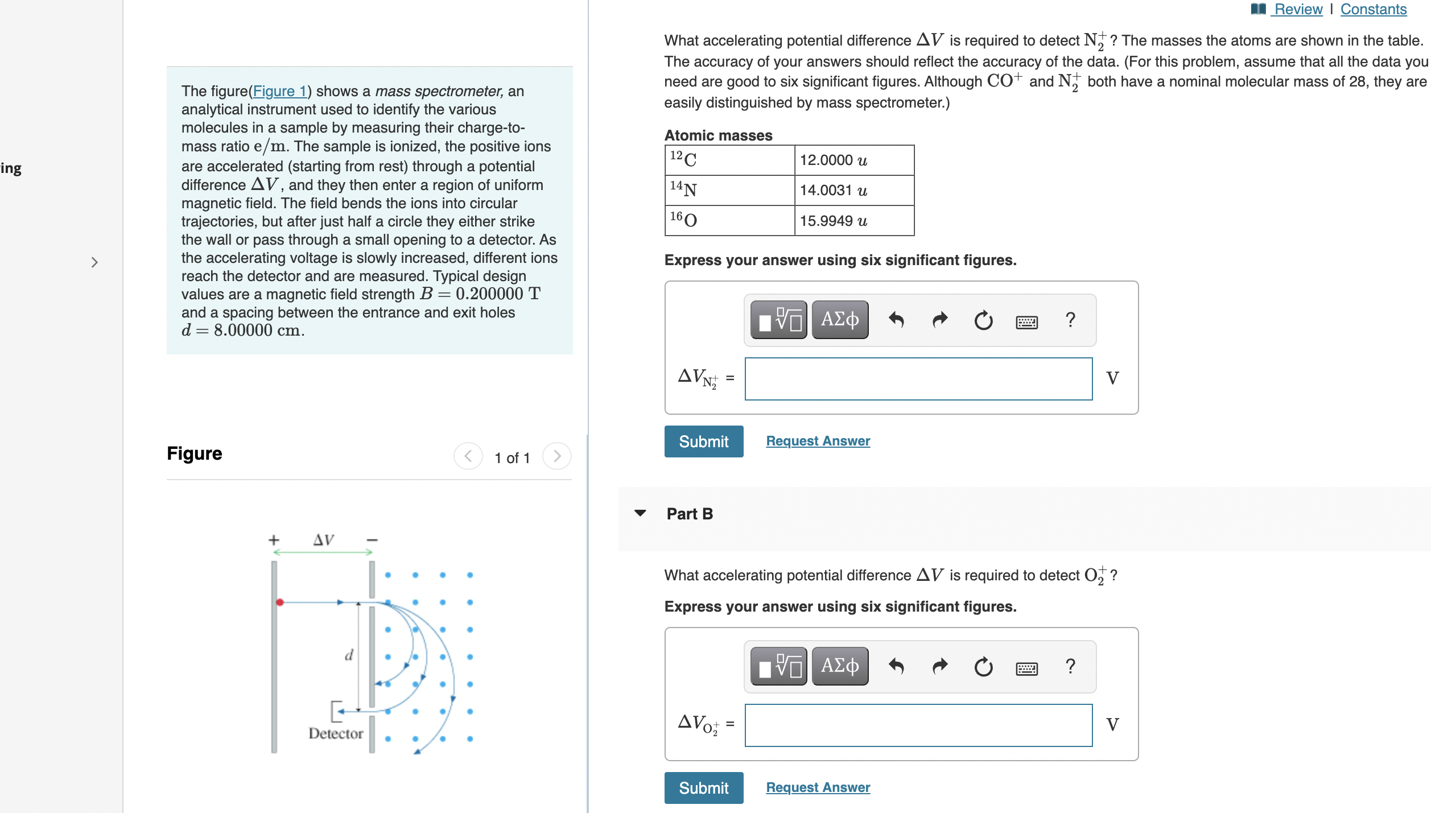  I Review | Constants What accelerating potential difference AV is required