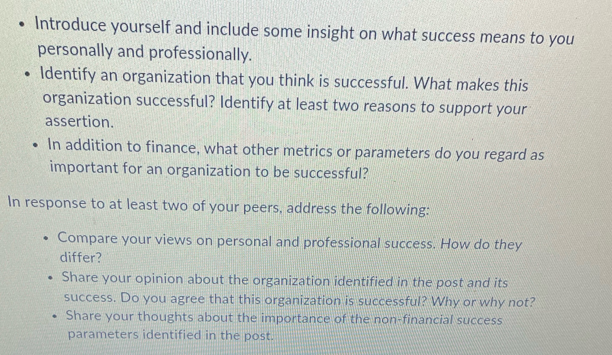  . Introduce yourself and include some insight on what success means