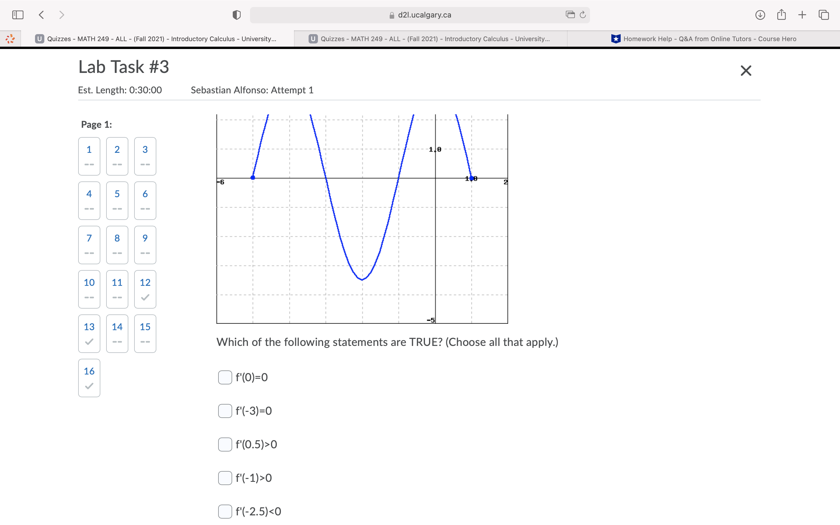 2021) - Introductory Calculus - University... U Quizzes - MATH 249 -