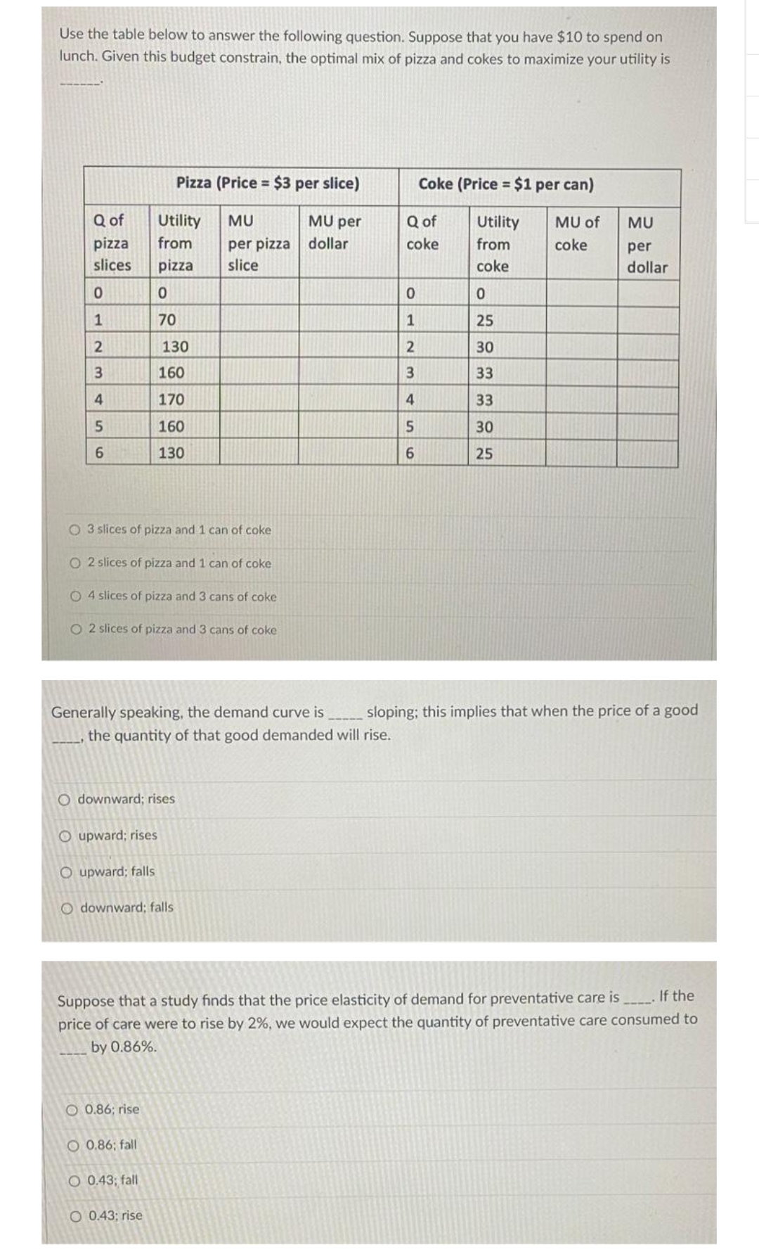 you have $10 to spend on lunch. Given this budget constrain, the