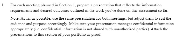 reflects the information requirements and desired outcomes outlined in the work you've