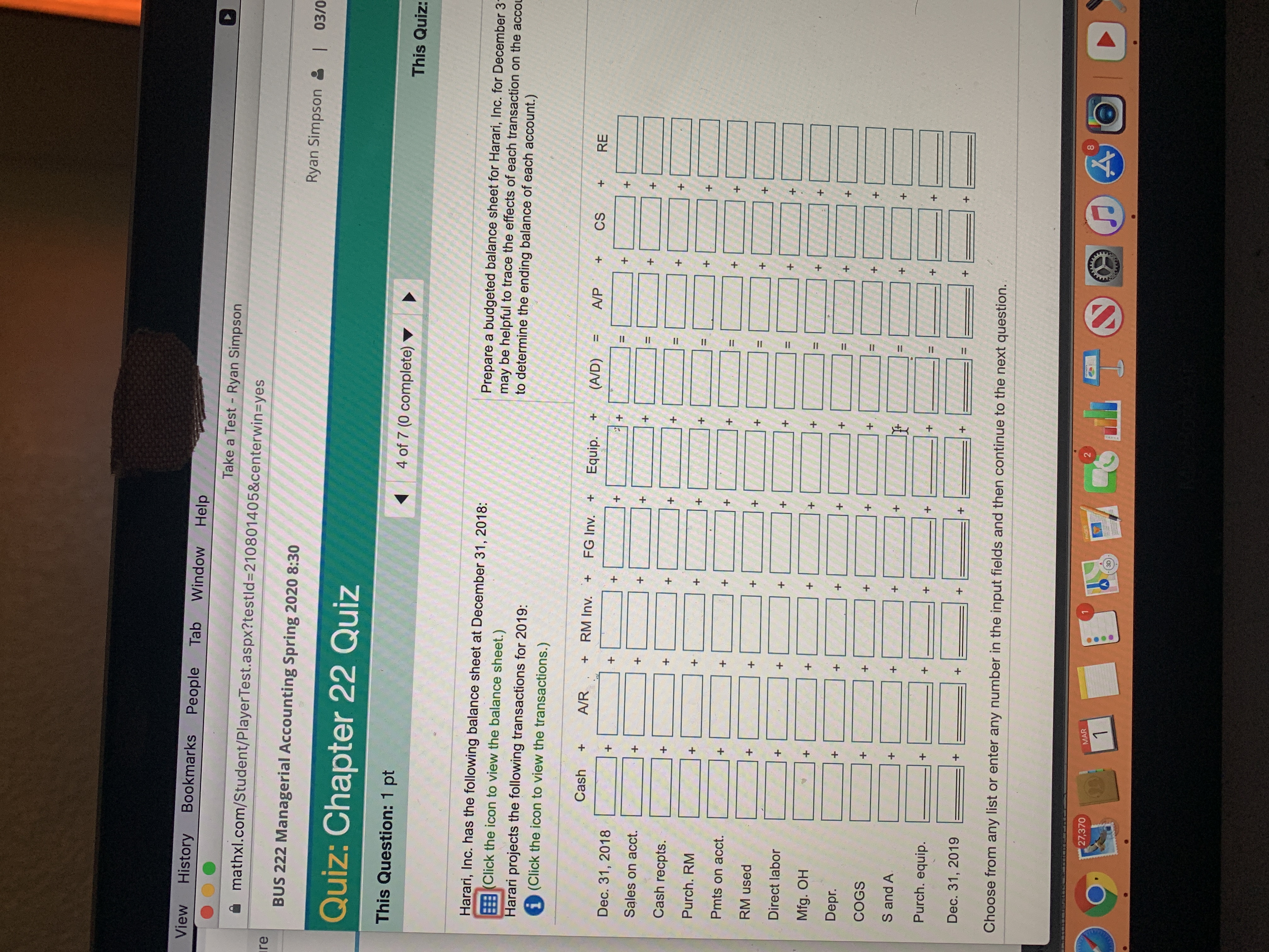 Bookmarks People Window Help Take a Test - Ryan Simpson D X