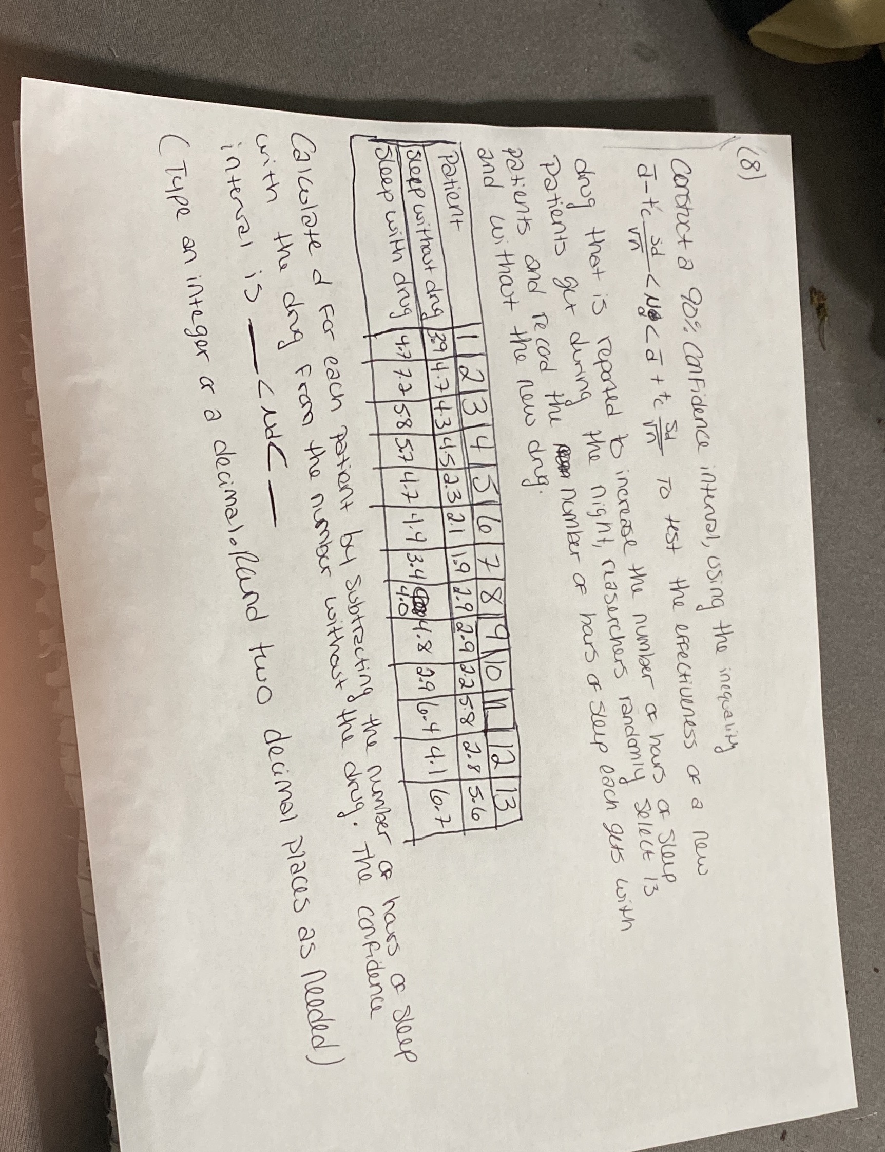  Construct a 90% Confidence interval, using the inequality d-to sd