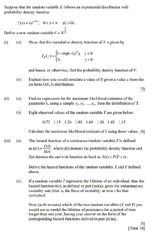 an exponential distribution with probability density function f(x=20-", ocx0). Define a new