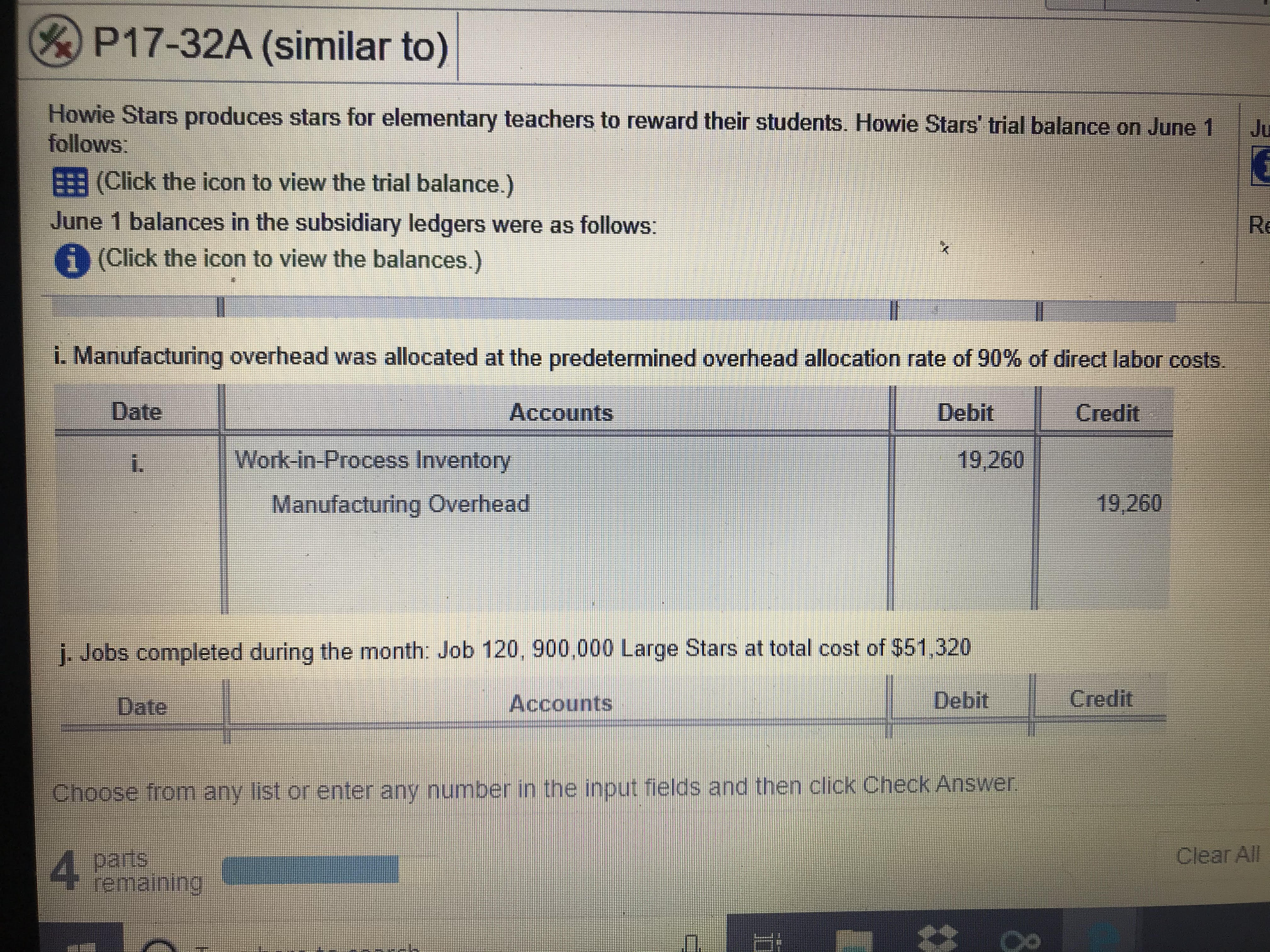 am stuck in the JOB 121 t-account. I've been trying to get
