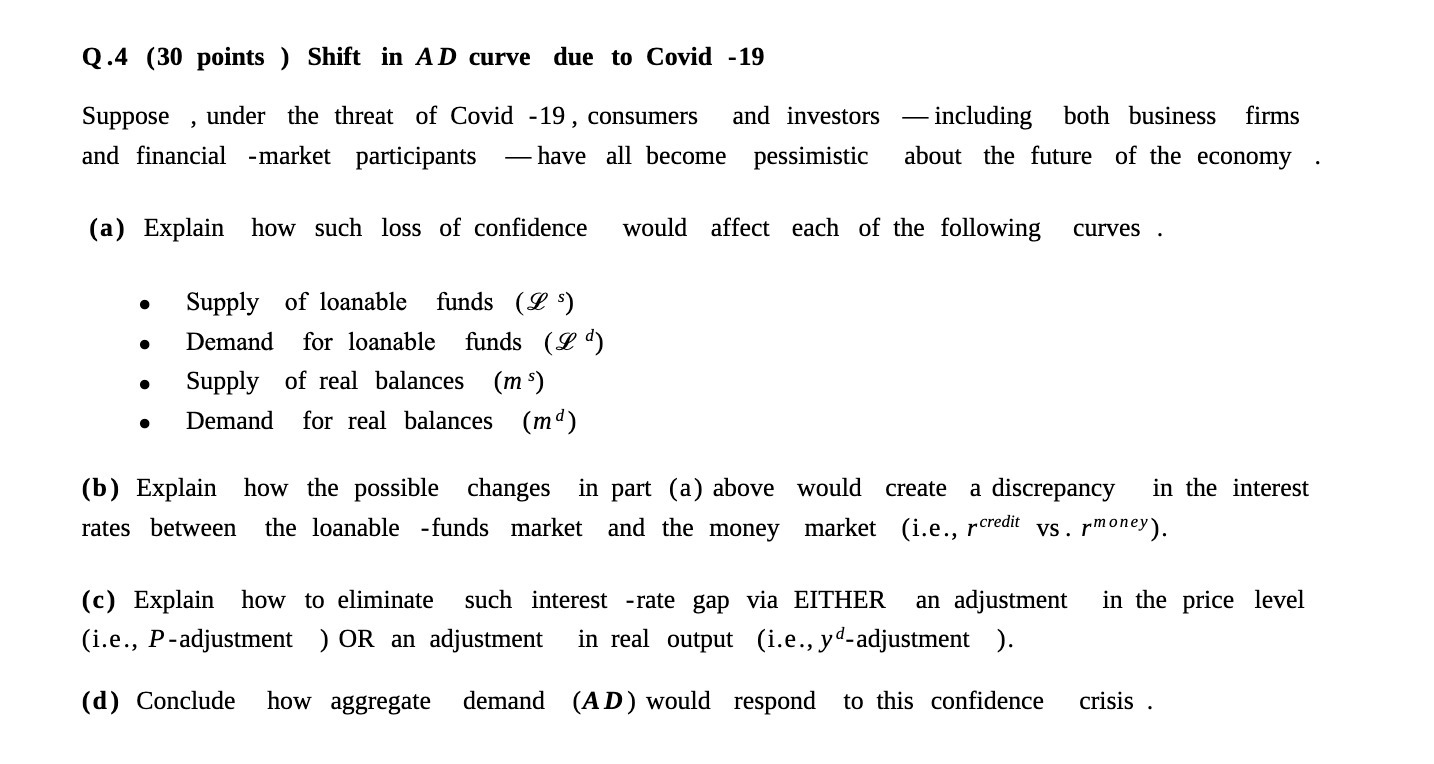 (2.4 (30 points ) Shift in AD curve due to Cuvid