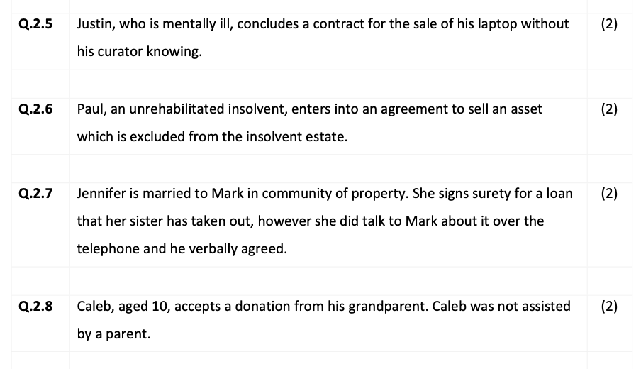 aged 5, enters into a contract with John, aged 11, for the