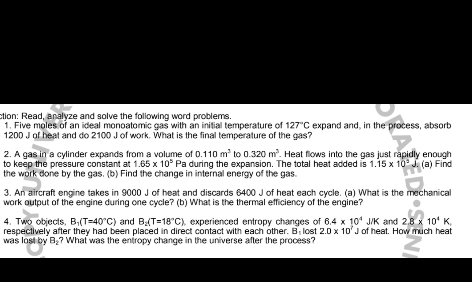  ction: Read, analyze and solve the following word problems. 1. Five