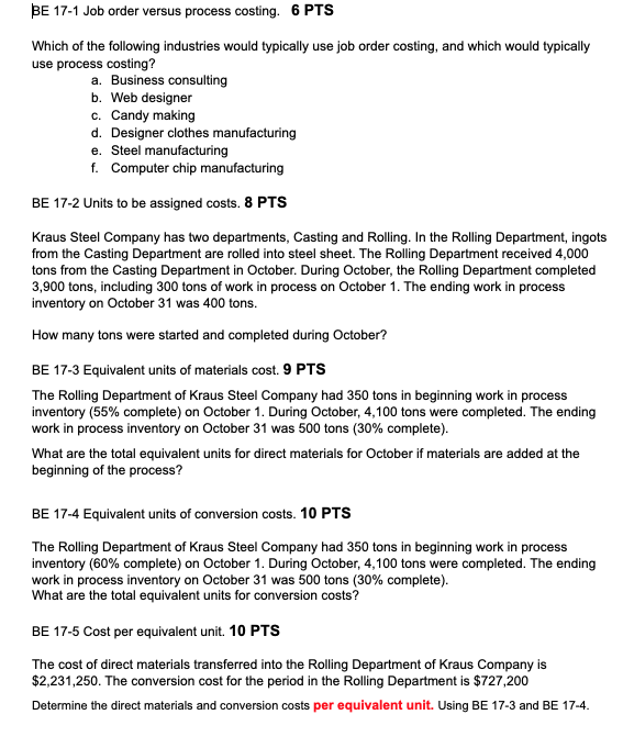 the following industries would typically use job order costing, and which would