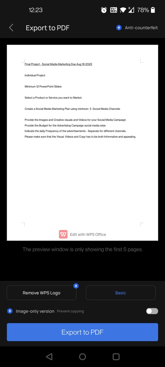 - Social Media Marketing Due Aug 16 2023 Individual Project Minimum 12