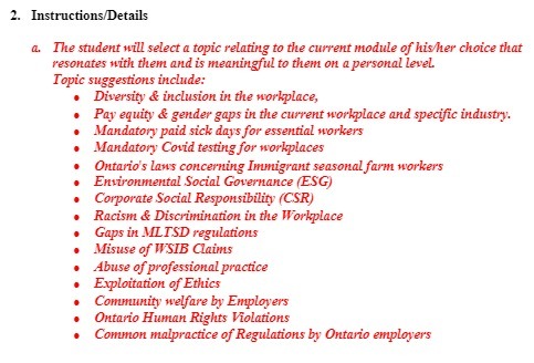 the current module of his her choice that resonates with them and