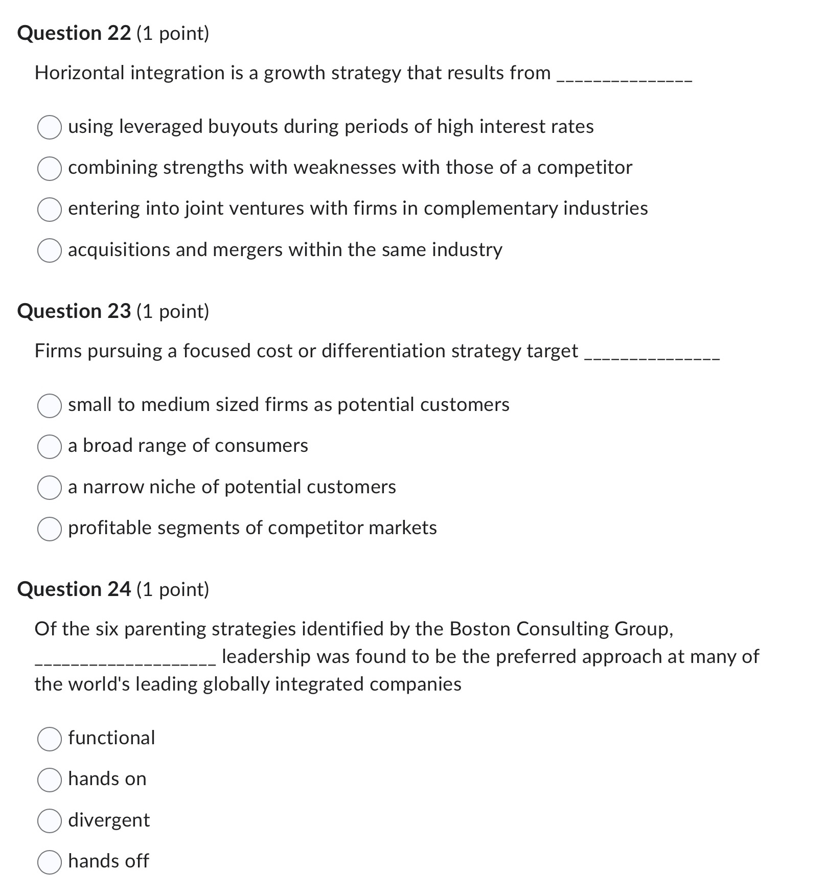 ______________ or O strengths, weaknesses 0 price, differentiation O product, diversity of