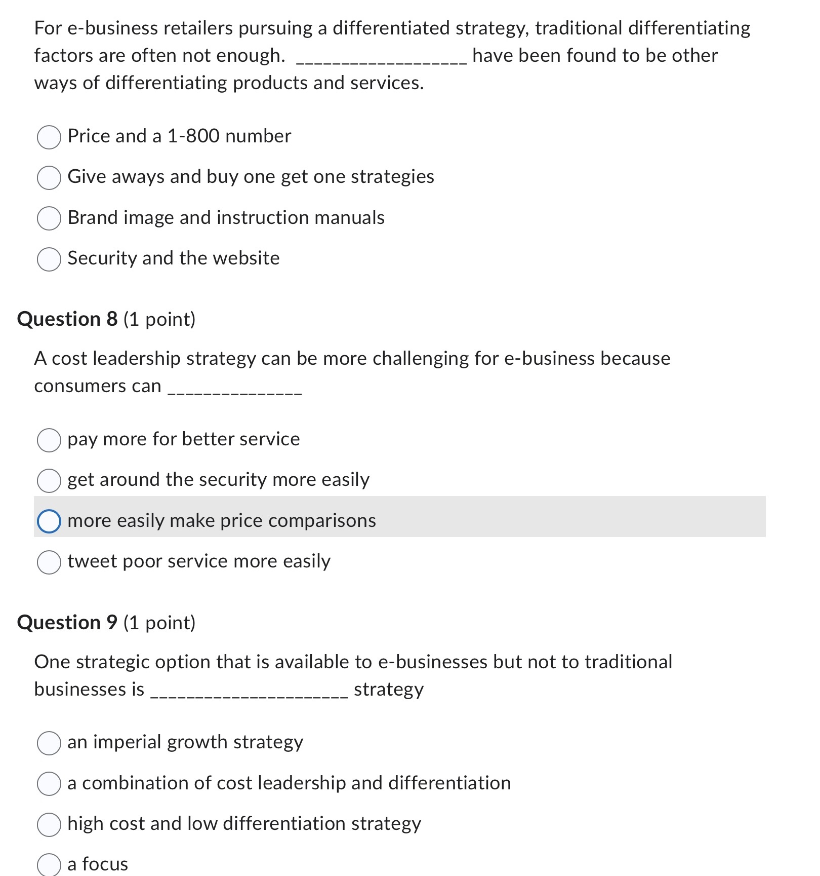 offerings O tangible, intangible assets Question 22 (1 point) Horizontal integration is