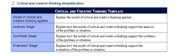 / Critical and creative thinking template.docx CRITICAL AND CREATIVE THINKING TEMPLATE