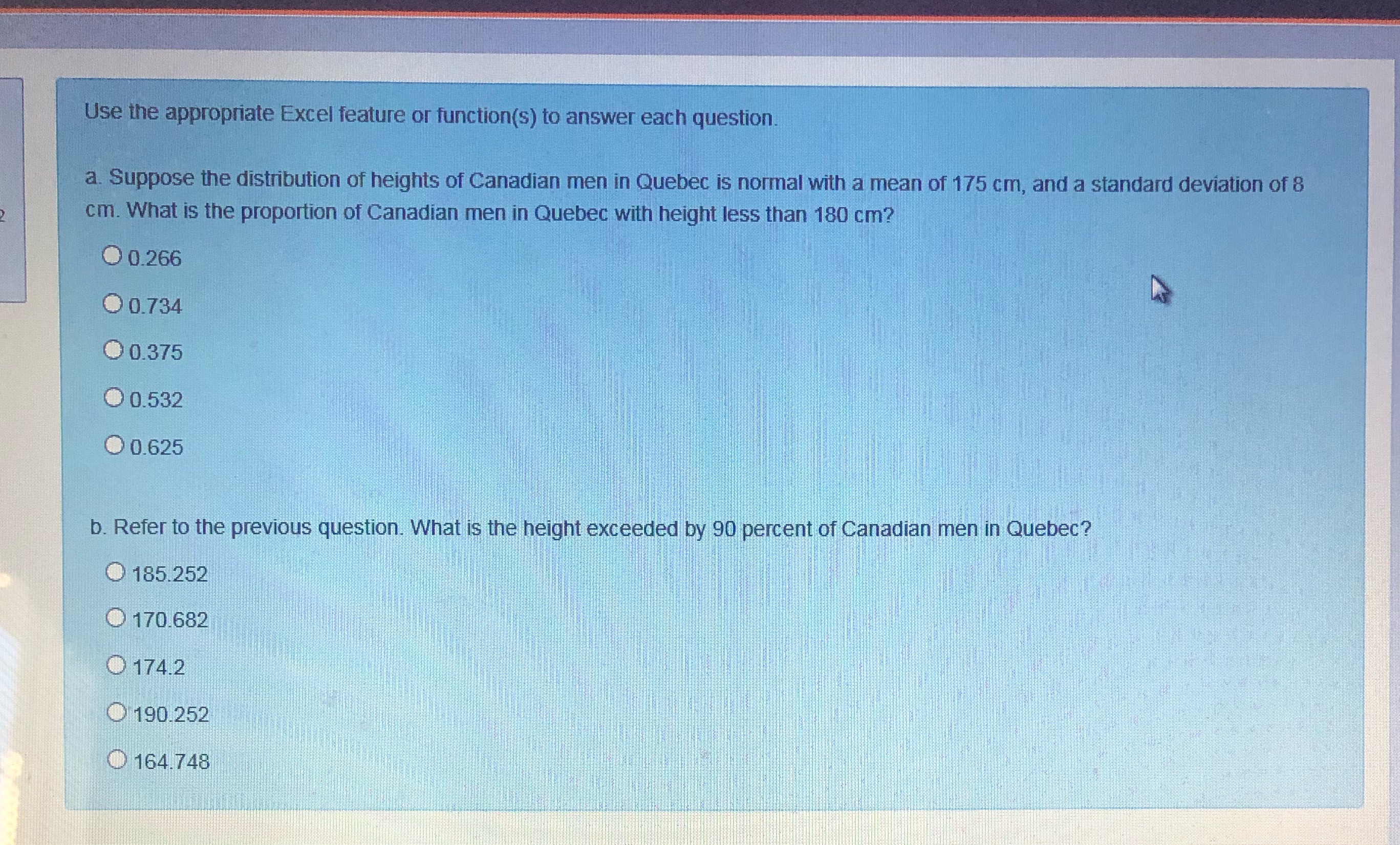 ASAP please 5 Use the appropriate Excel feature or function(s) to answer