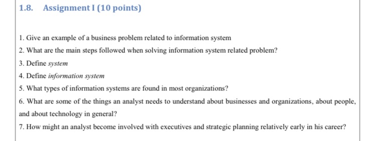  1.8. Assignment I (10 points) 1. Give an example of a