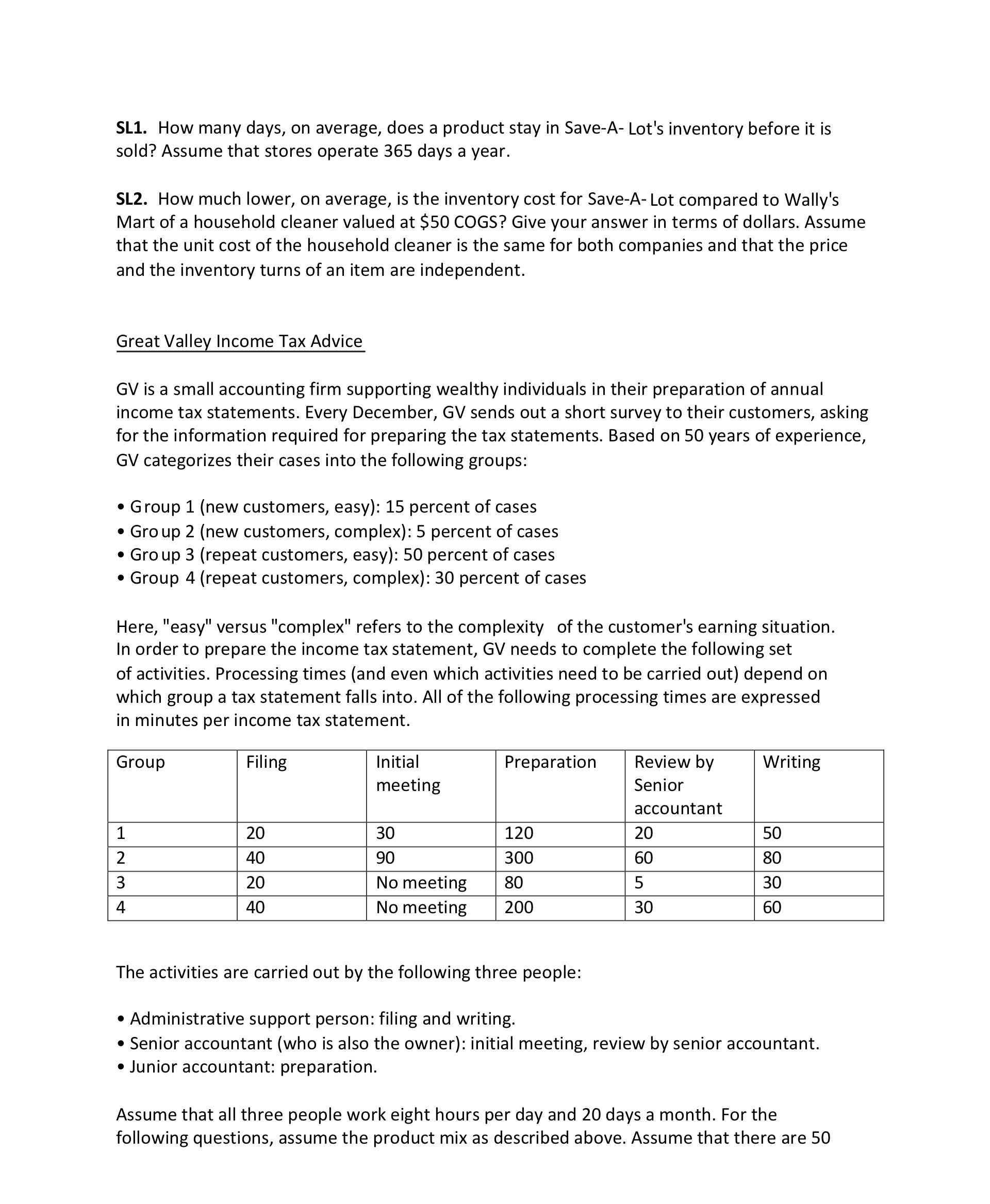 Save-A- Lot's inventory before it is sold? Assume that stores operate 355