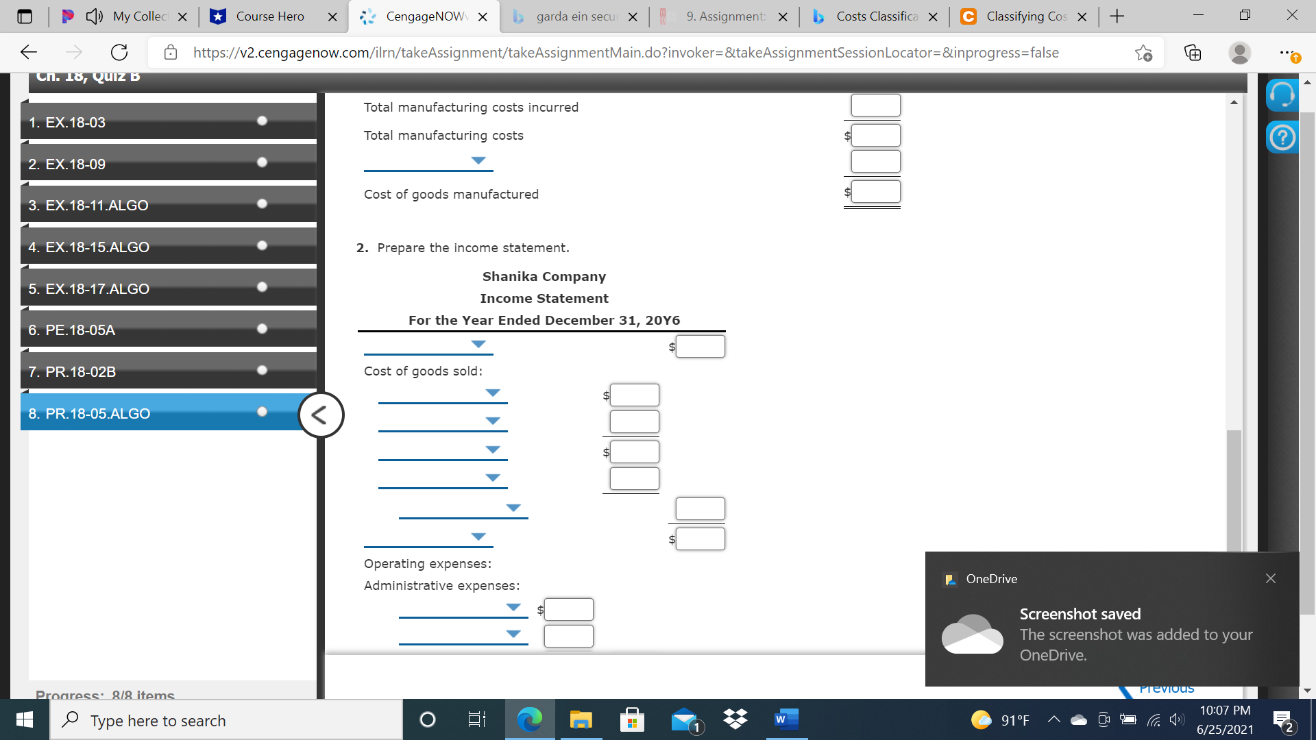 X Course Hero X CengageNOW\\ X garda ein secur X 9. Assignment: