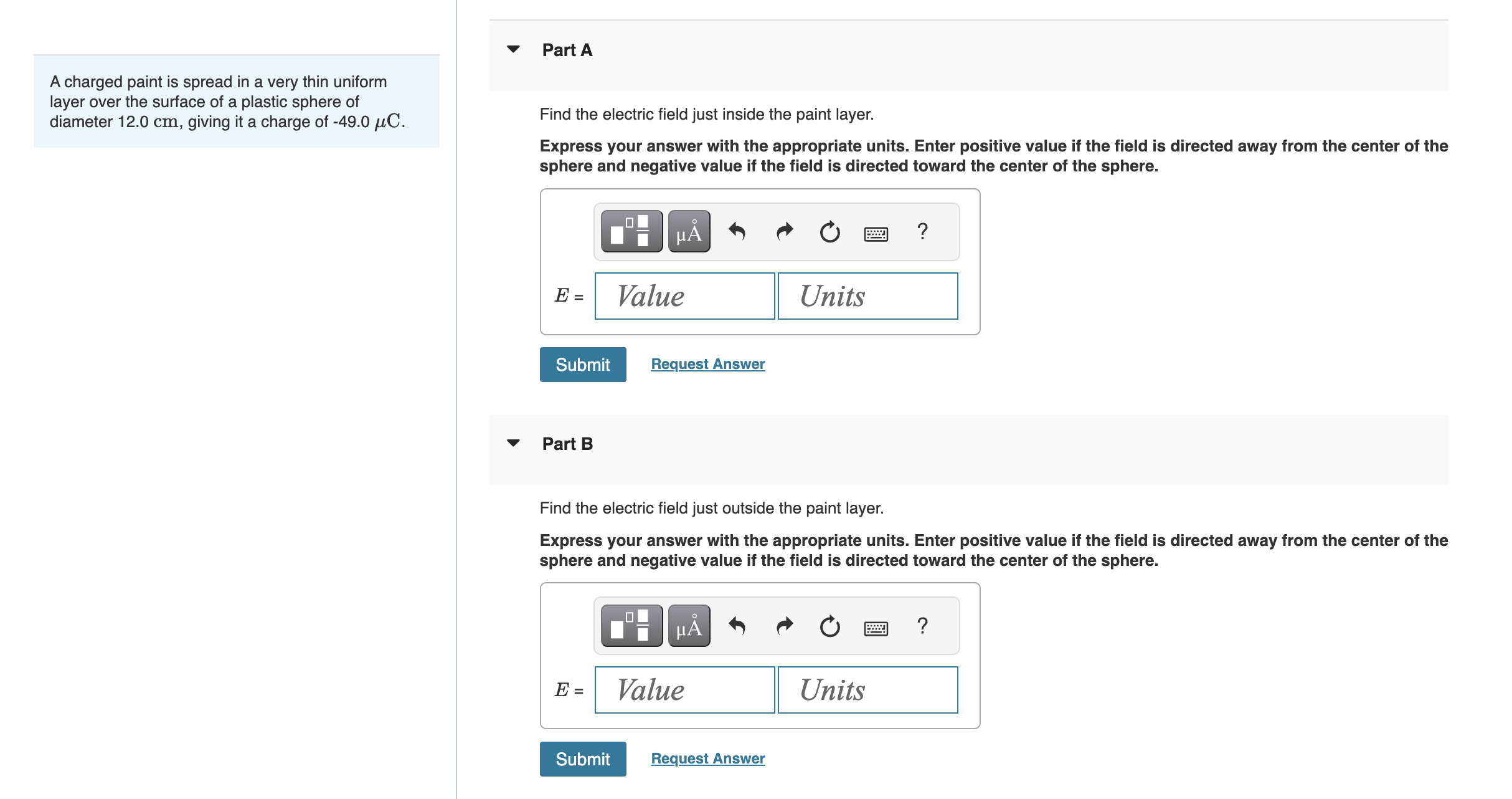 V Part A A charged paint is spread in a very