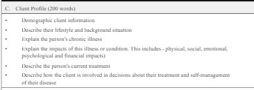 and background situation Explain the person's chronic illness Explain the impacts of