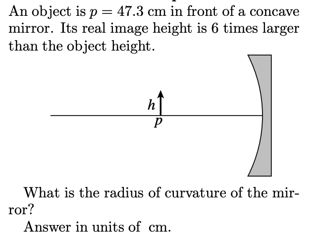 age 0.44 times the size of the object. The object distance is