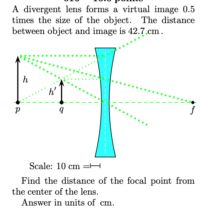 and 3 times smaller than the object? Answer in units of cm.
