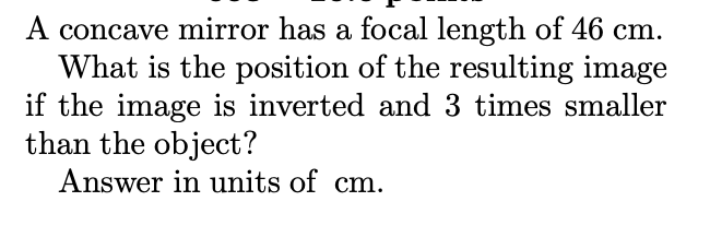 buttery in the mirror? Answer in units of cm. An object is
