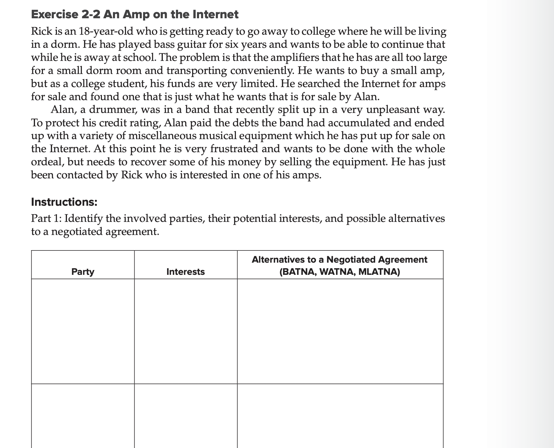  Exercise 2-2 An Amp on the Internet Rick is an 18-year-old